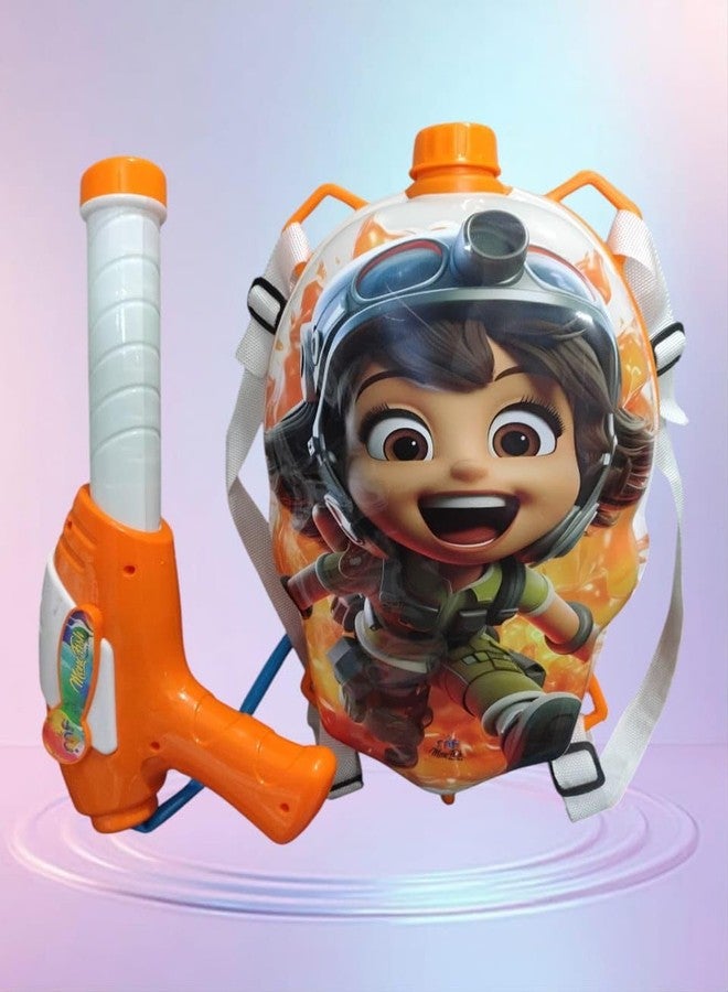 CROWNNIMREET Cartoon Holi Water Pichkari Toy for Kids Holi Back Holding Tank Pichkari for Kids Multicolor (Doll Water Tank) - Image 3